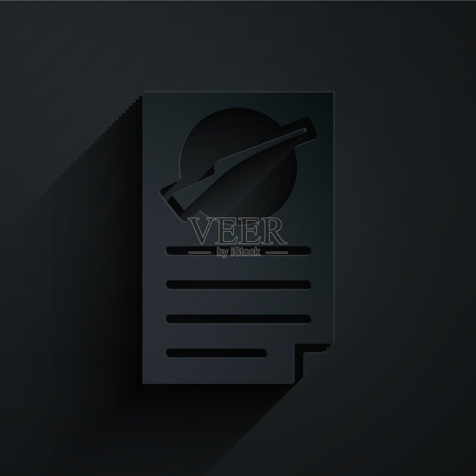 剪纸枪支执照证书图标插画图片素材