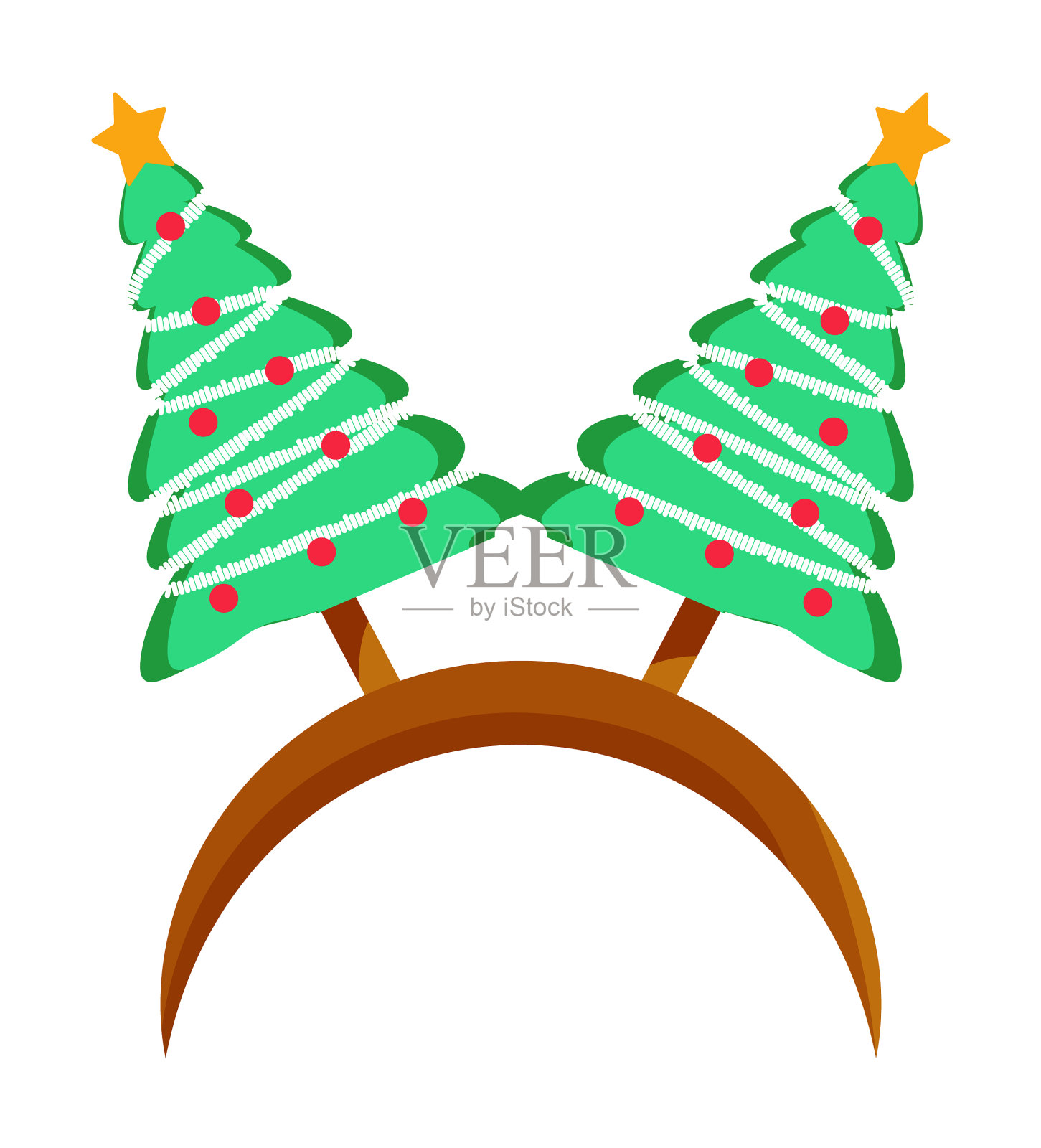 卡通头带与圣诞树形状的耳朵设计元素图片