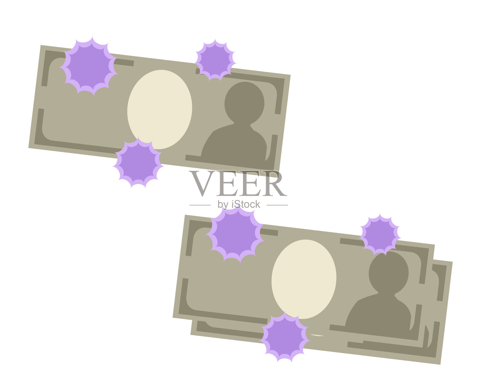 病毒附着在账单上没有线插画图片素材