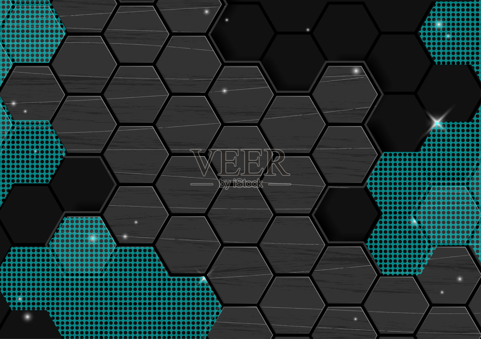 灰色和浅绿色六角形，背景，技术，表现插画图片素材