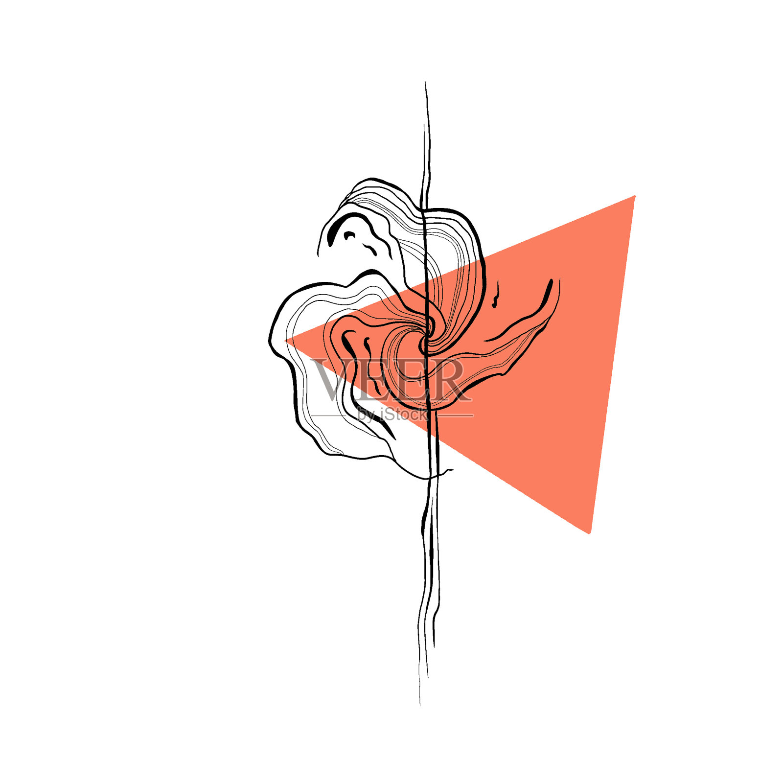 数字绘图的一个树枝自然草本标志与线概念插画图片素材