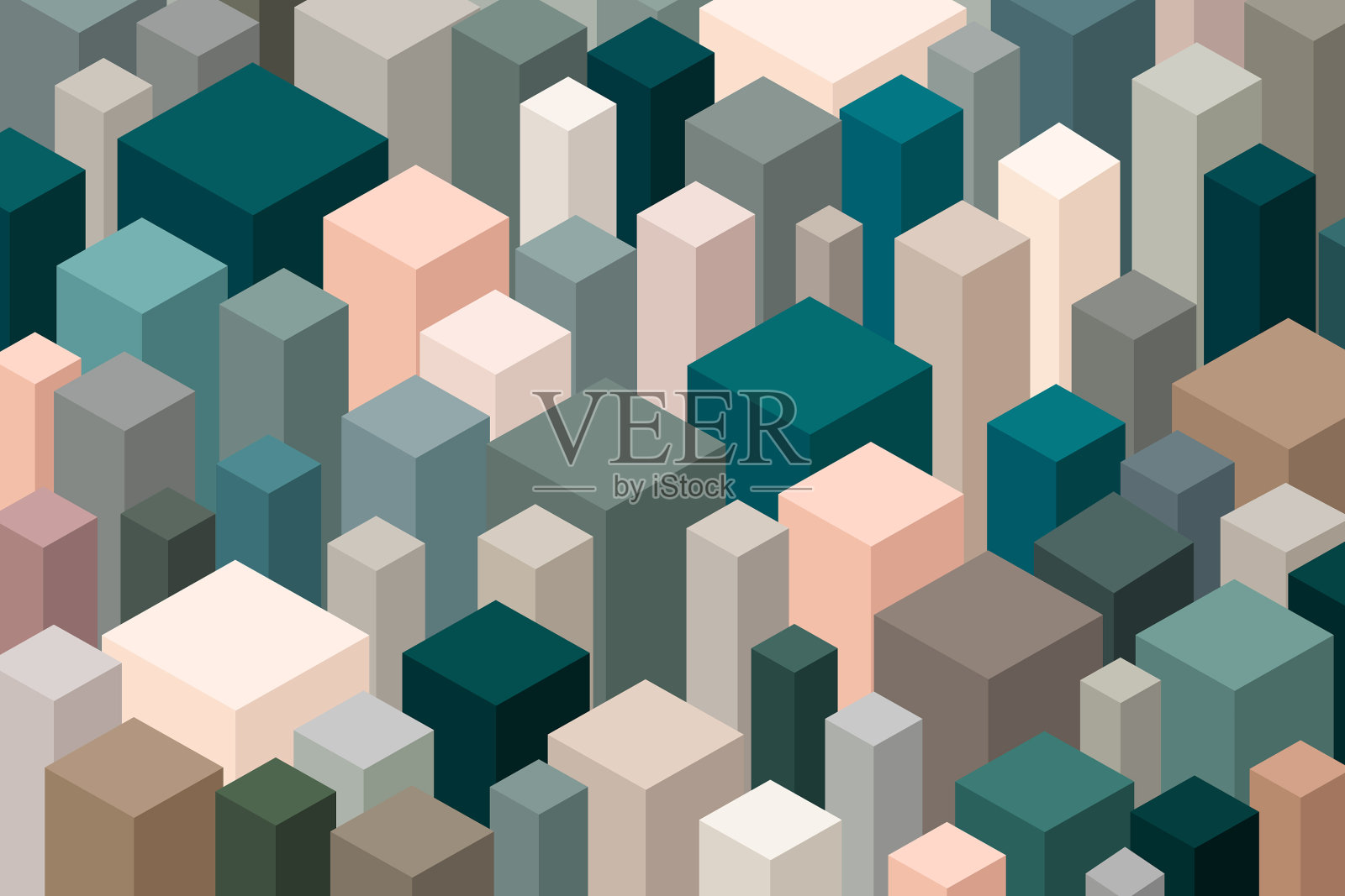 立方等距城市为背景插画图片素材