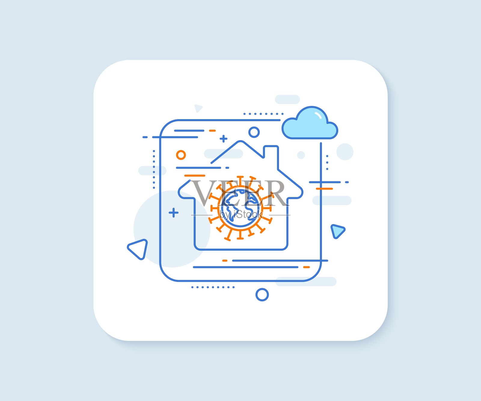 冠状病毒大流行线图标。Covid-19全球病毒迹象。向量图标素材