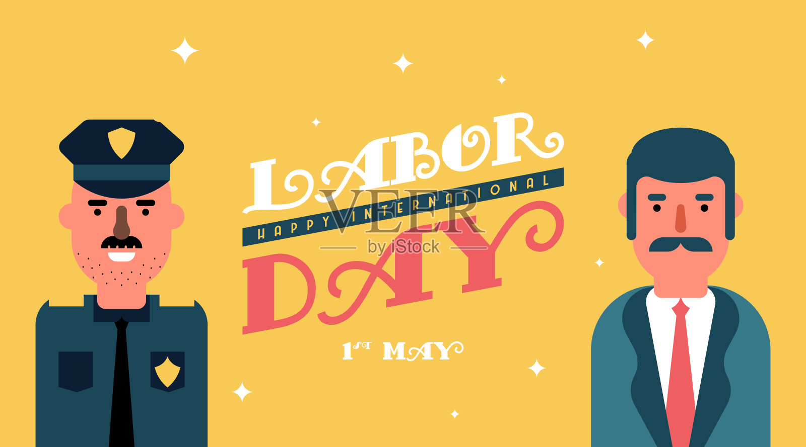 劳动节快乐工人背景插图向量。设计模板素材