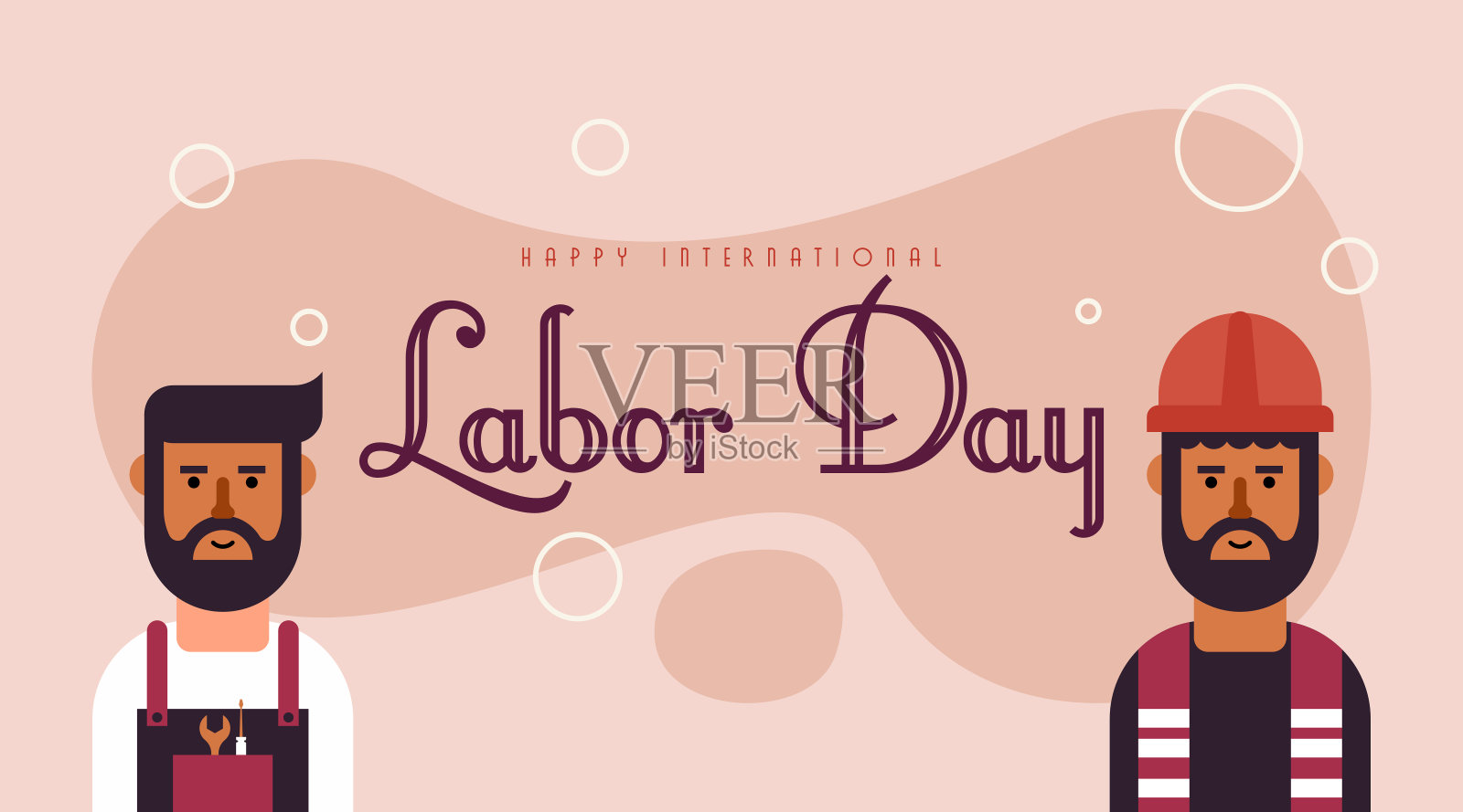 劳动节快乐工人背景插图向量。设计模板素材