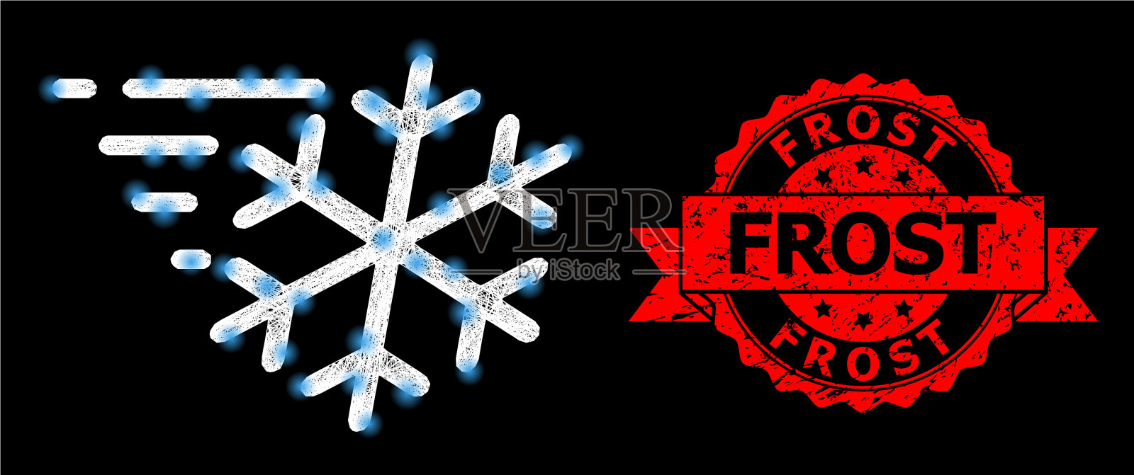 遇险霜封和明亮的多边形网插画图片素材