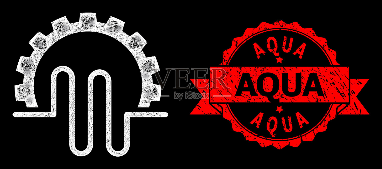 橡胶水印和亮网管插画图片素材