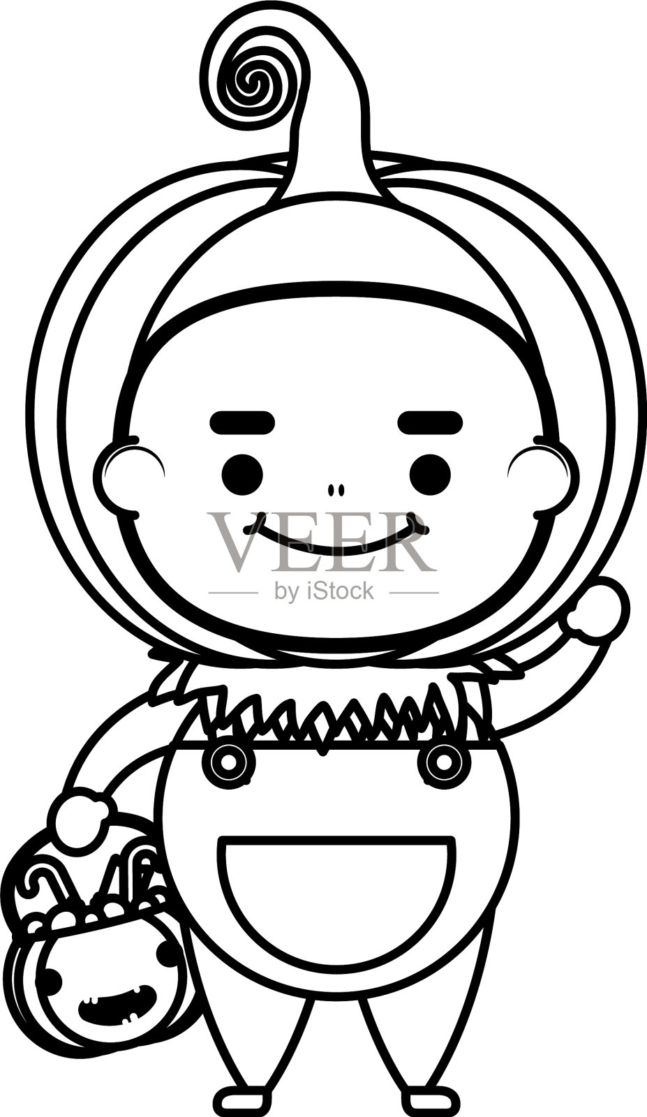 万圣节快乐，可爱的小男孩伪装南瓜设计元素图片