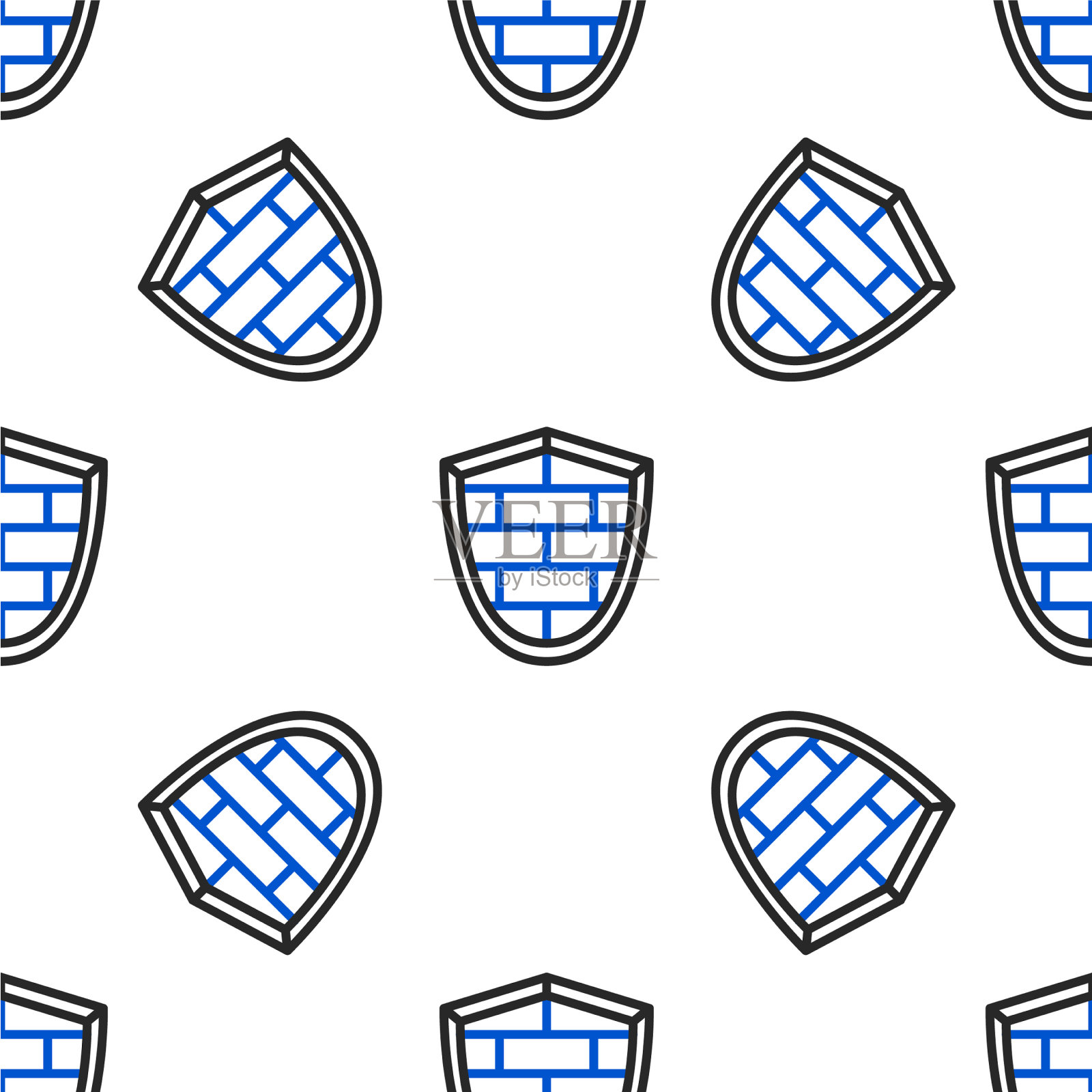 线路屏蔽与网络安全砖墙图标插画图片素材