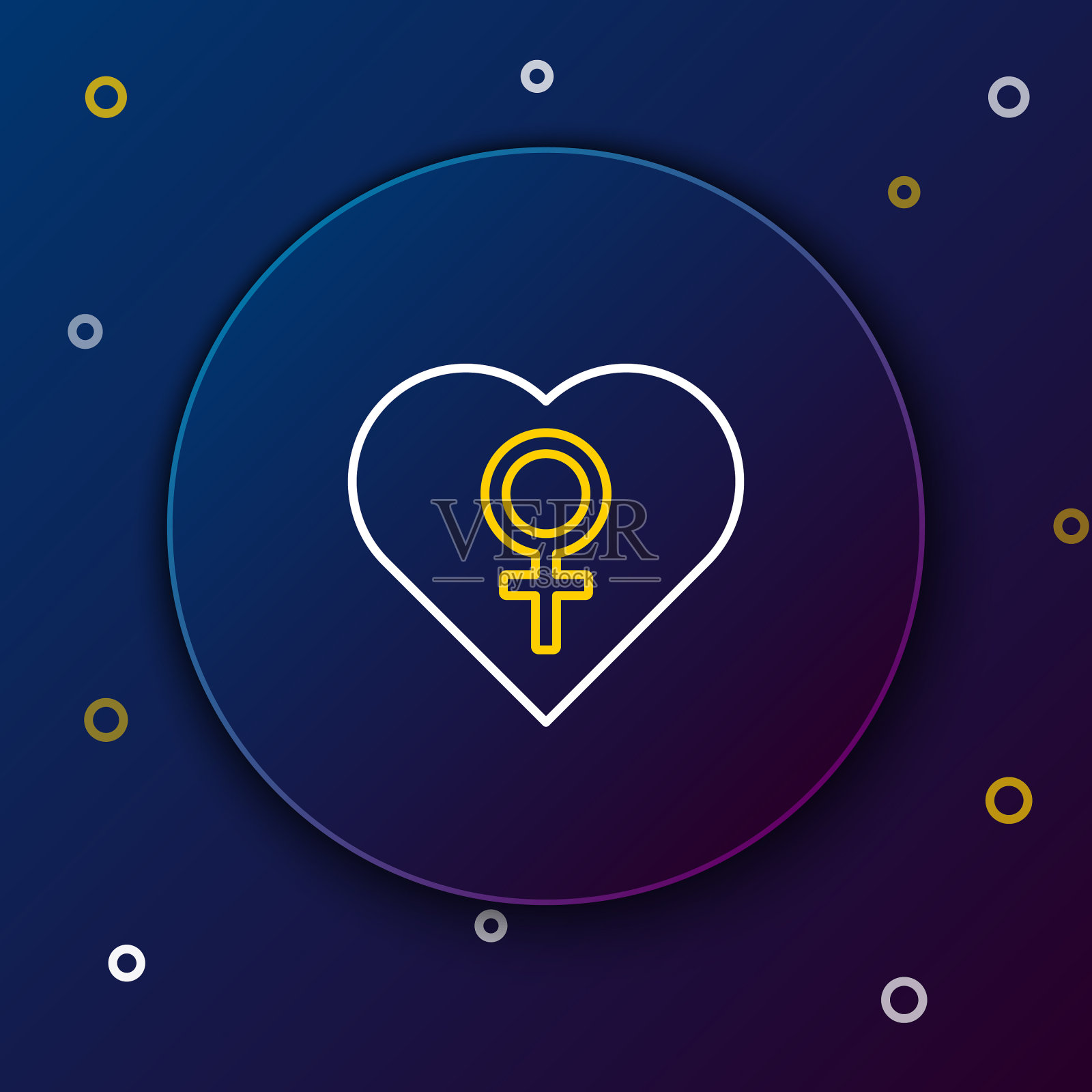 线心符号与女性性别符号孤立插画图片素材