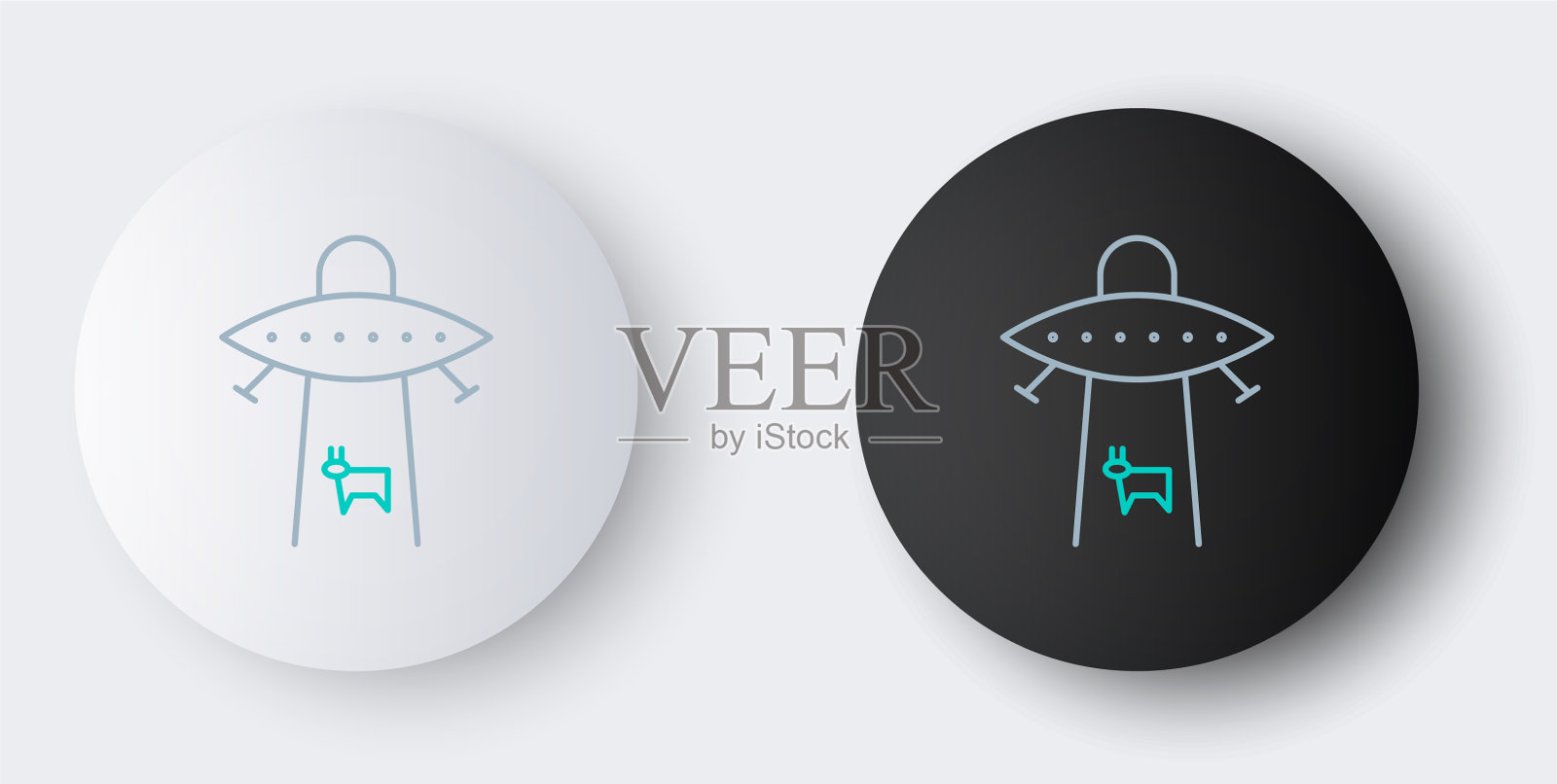 线行星图标孤立在灰色背景插画图片素材