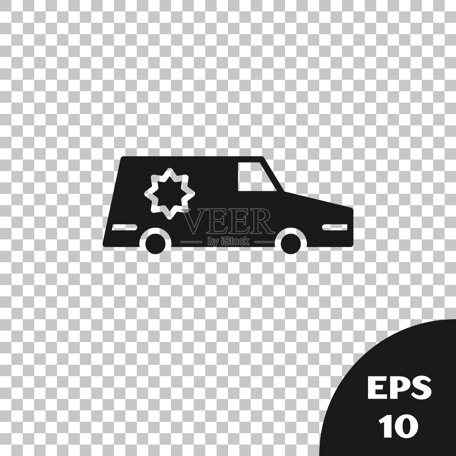 黑色灵车图标隔离在透明插画图片素材