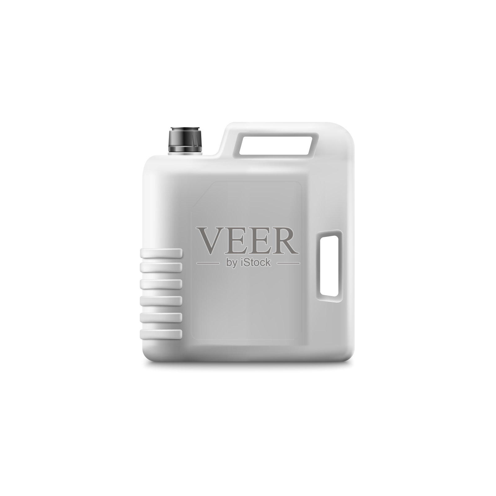 白色发动机机油瓶模型，真实的塑料筒与空白的空间插画图片素材