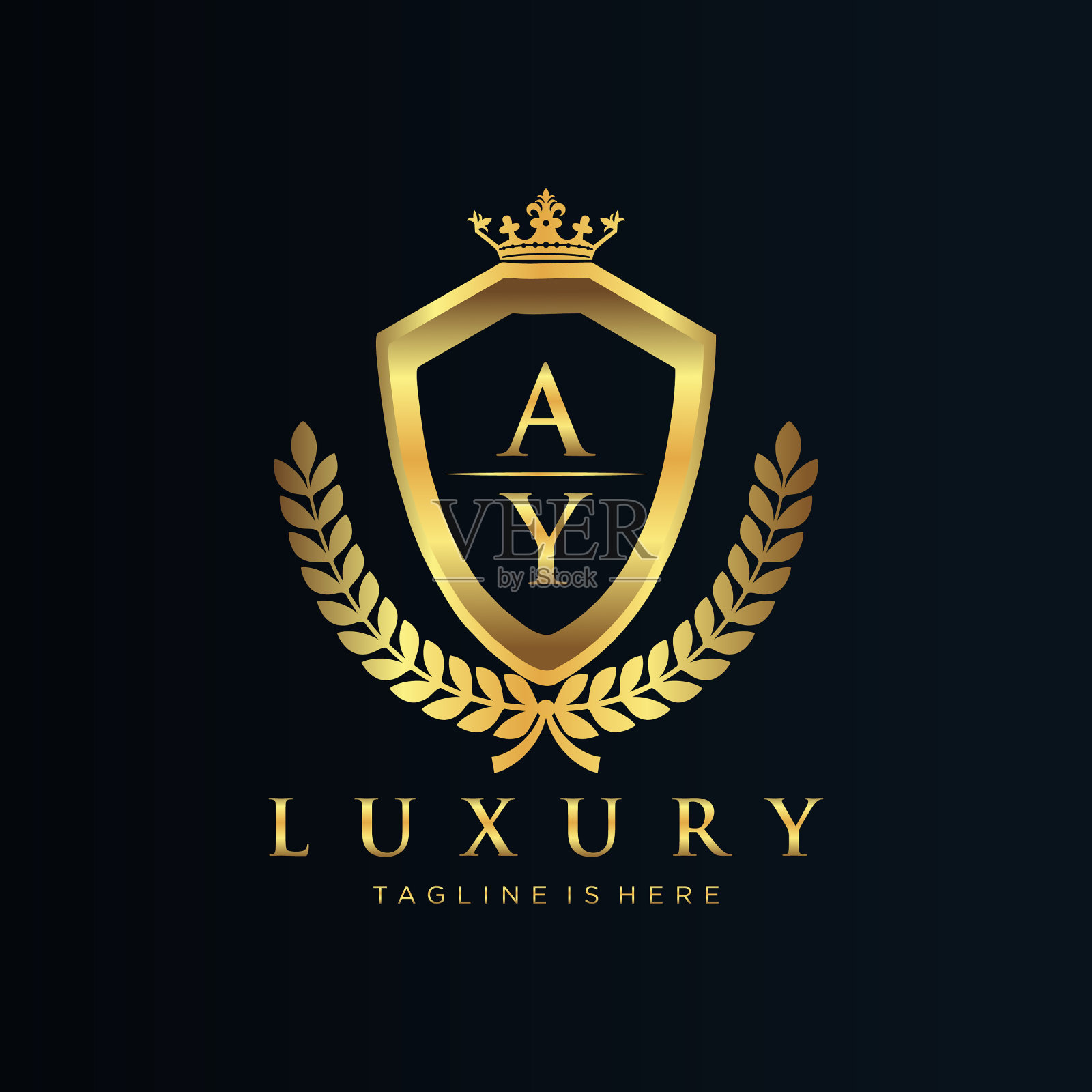 Ay字母首字母与皇家豪华标志模板插画图片素材