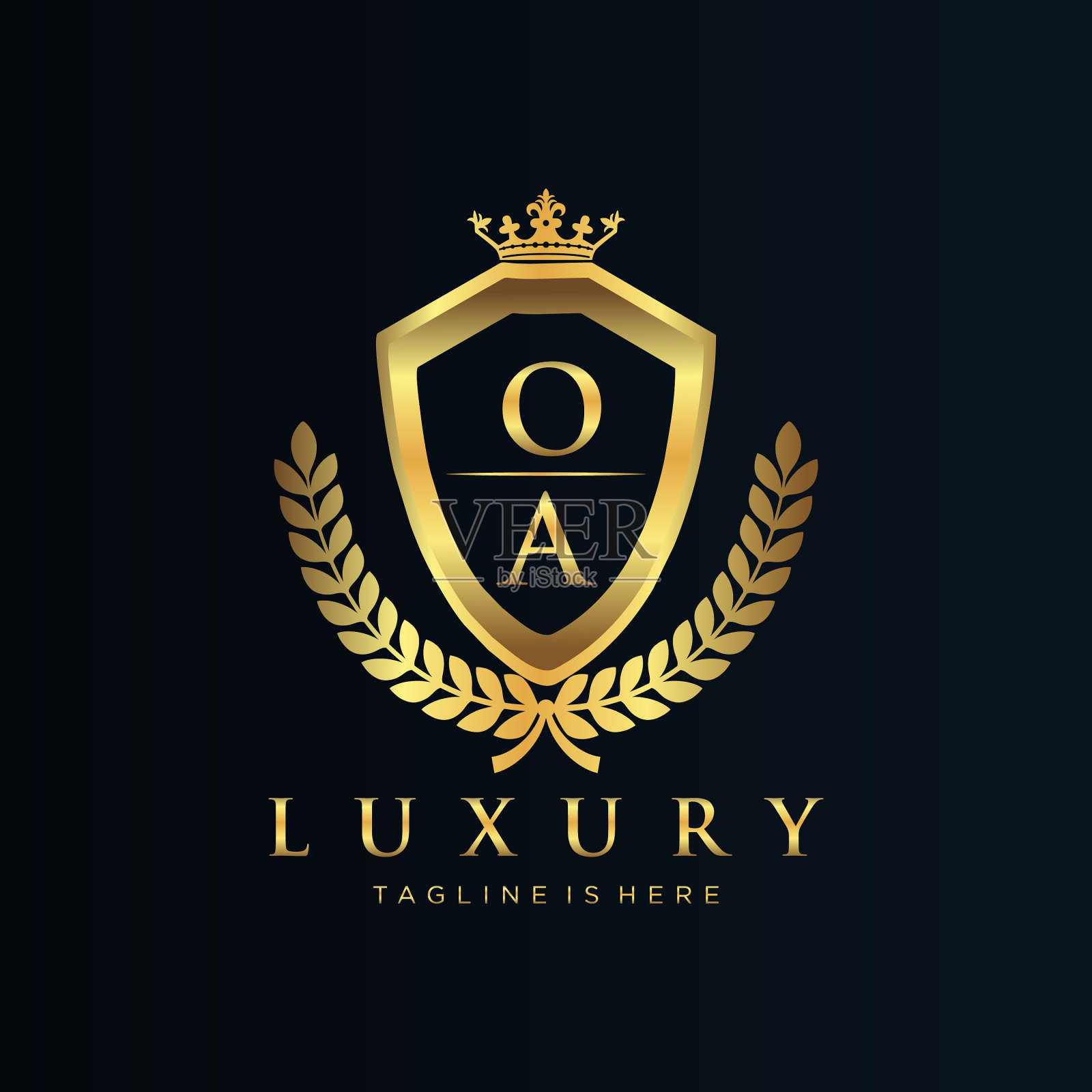 Oa信首字母与皇家豪华标志模板插画图片素材