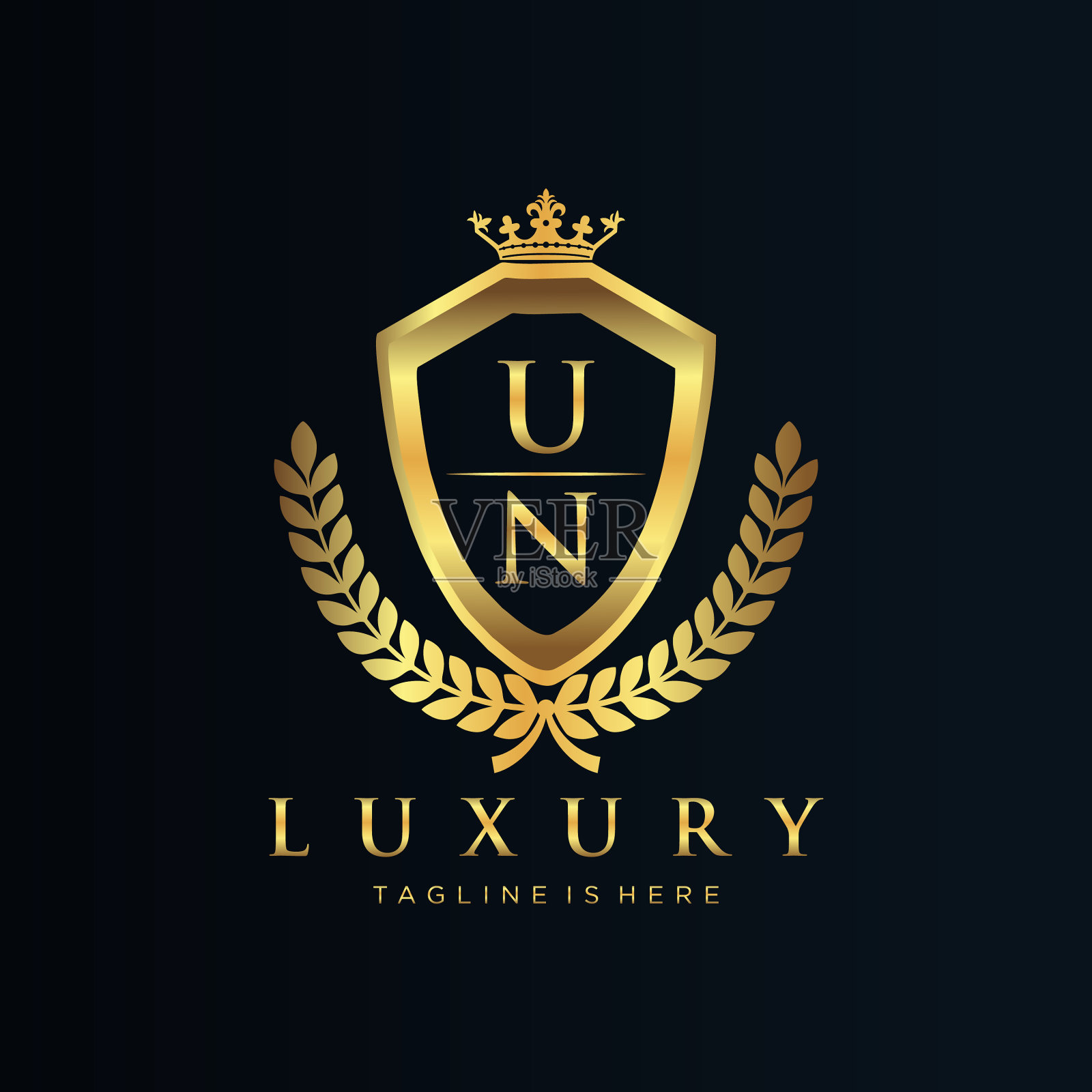 联合国字母首字母与皇家豪华标志模板插画图片素材