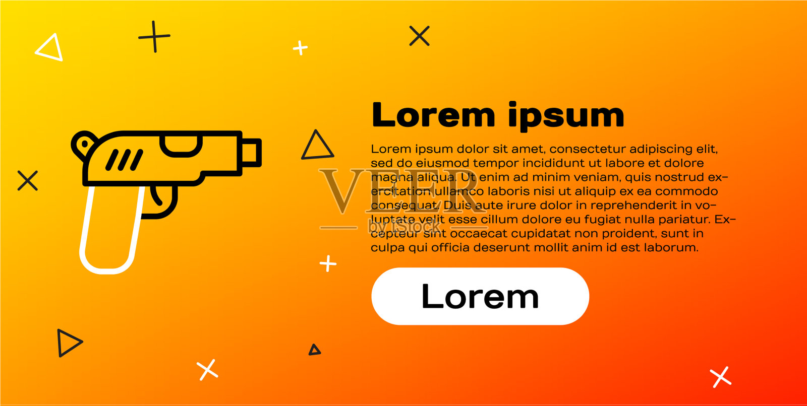 线手枪或枪的图标隔离在黄色插画图片素材