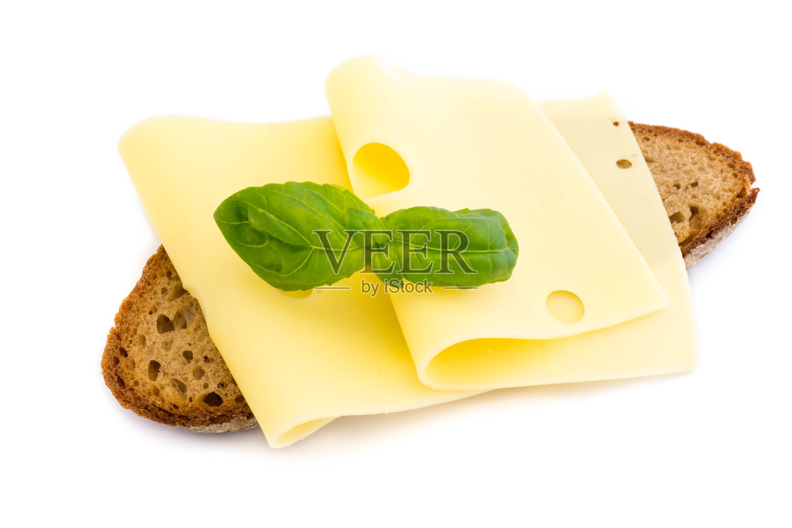 面包和奶酪孤立在白色背景照片摄影图片