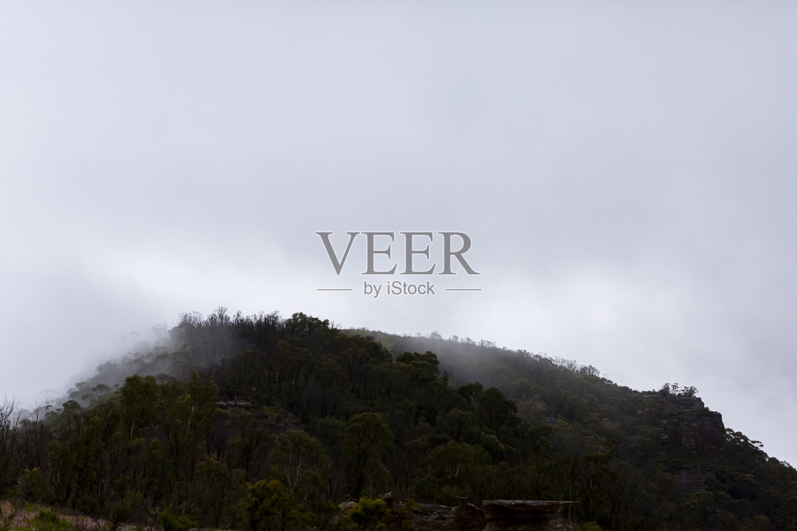 雾山，美丽的自然背景与复制空间照片摄影图片