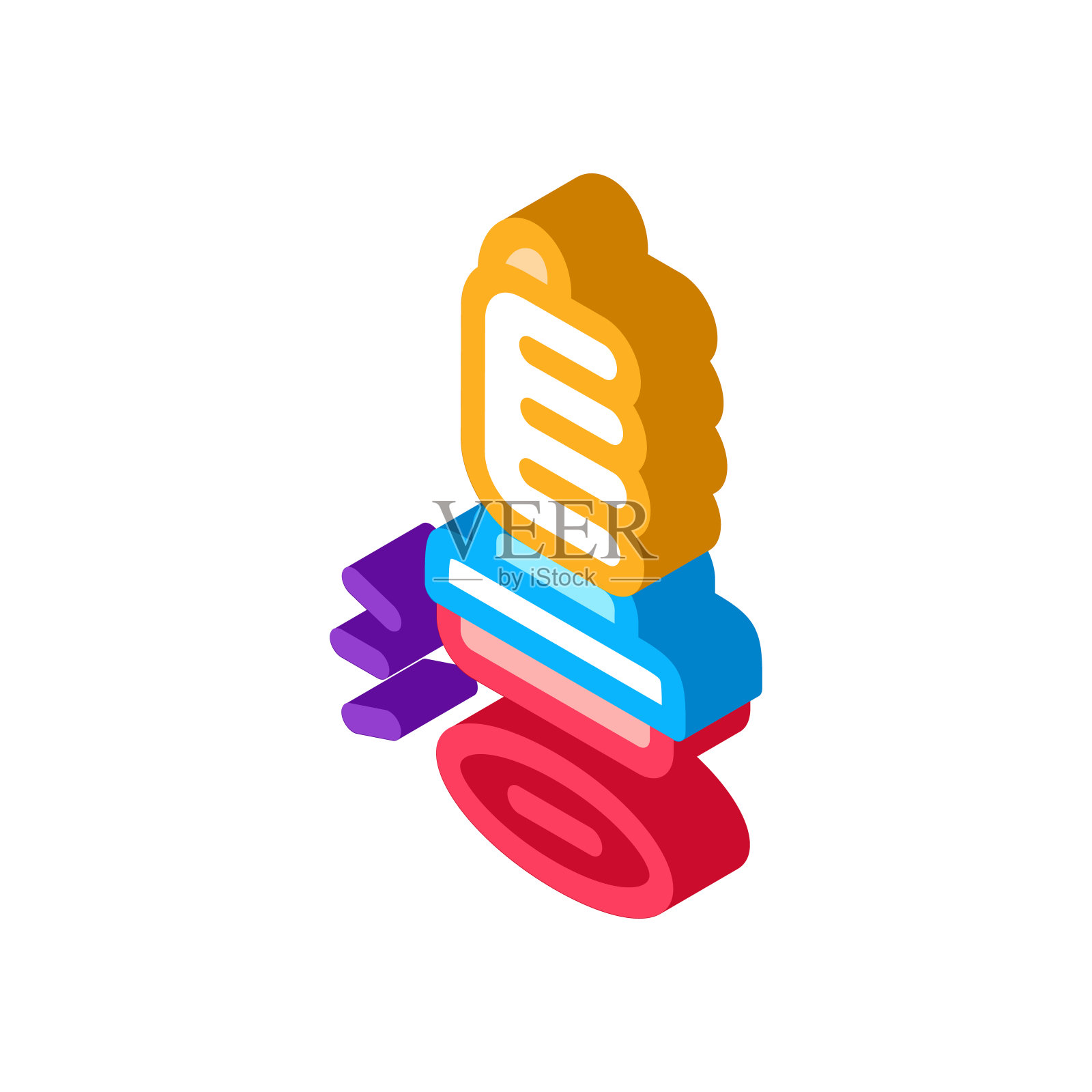 印章盖章在许可证等距图标矢量插图图标素材