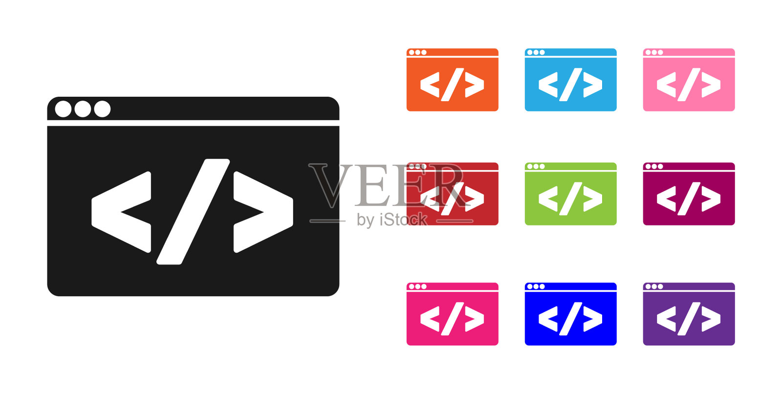 黑色网页设计和前端开发图标图标素材