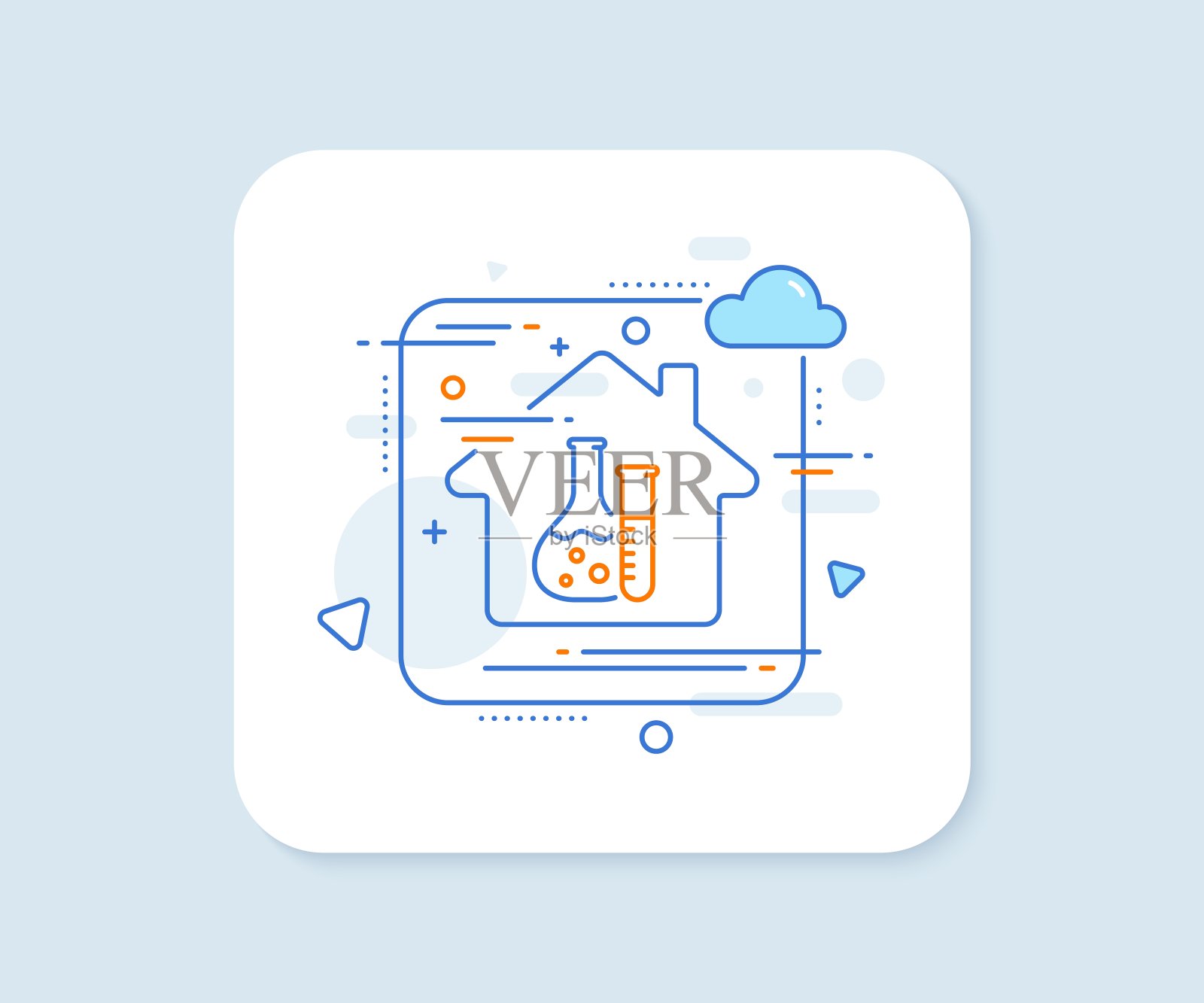 化学实验室线图标。实验室烧瓶的迹象。分析。向量插画图片素材