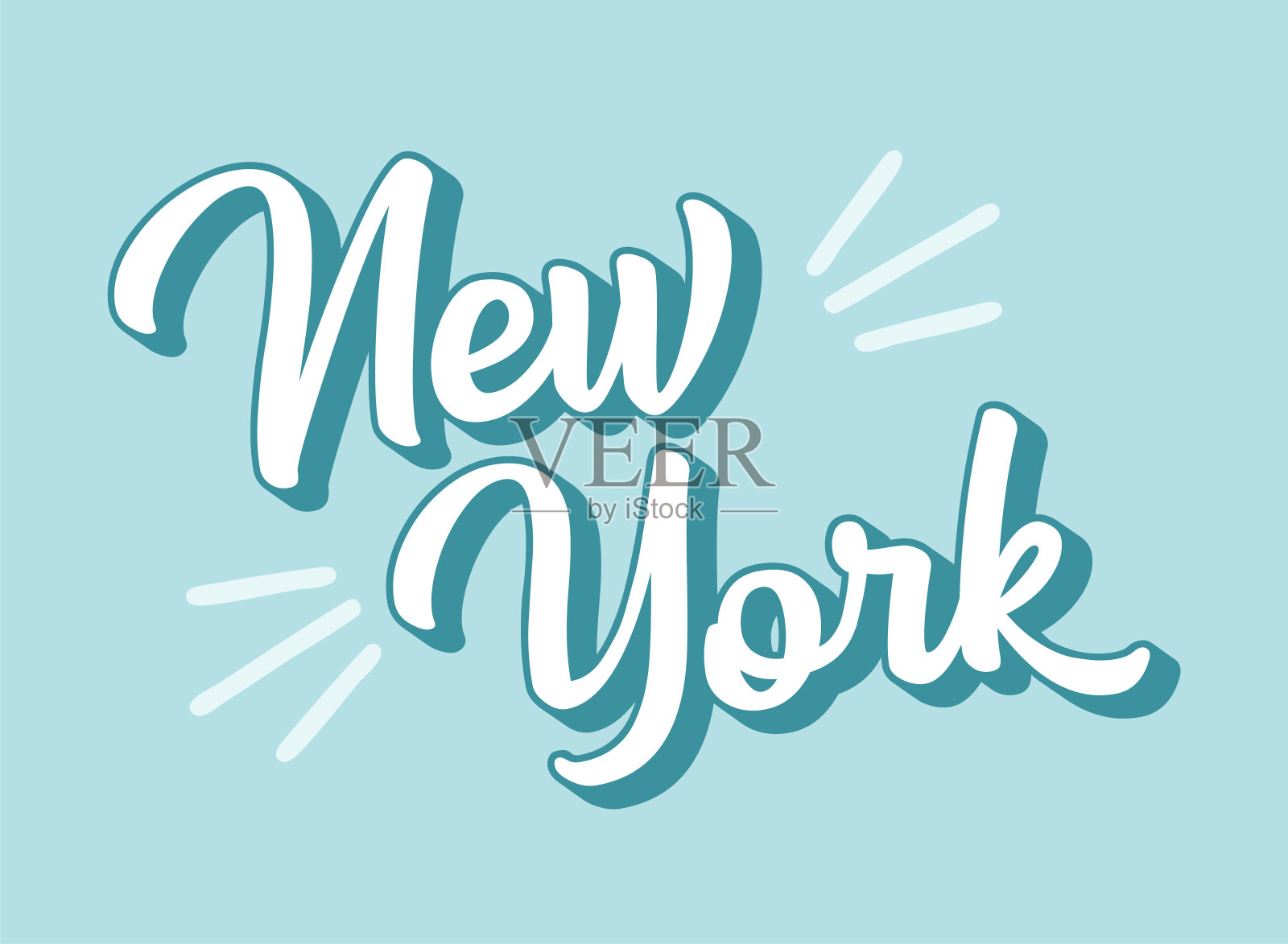 手绘的纽约文字。3D复古，复古的字母海报，贴纸，传单，标题，卡片，衣服，穿插画图片素材