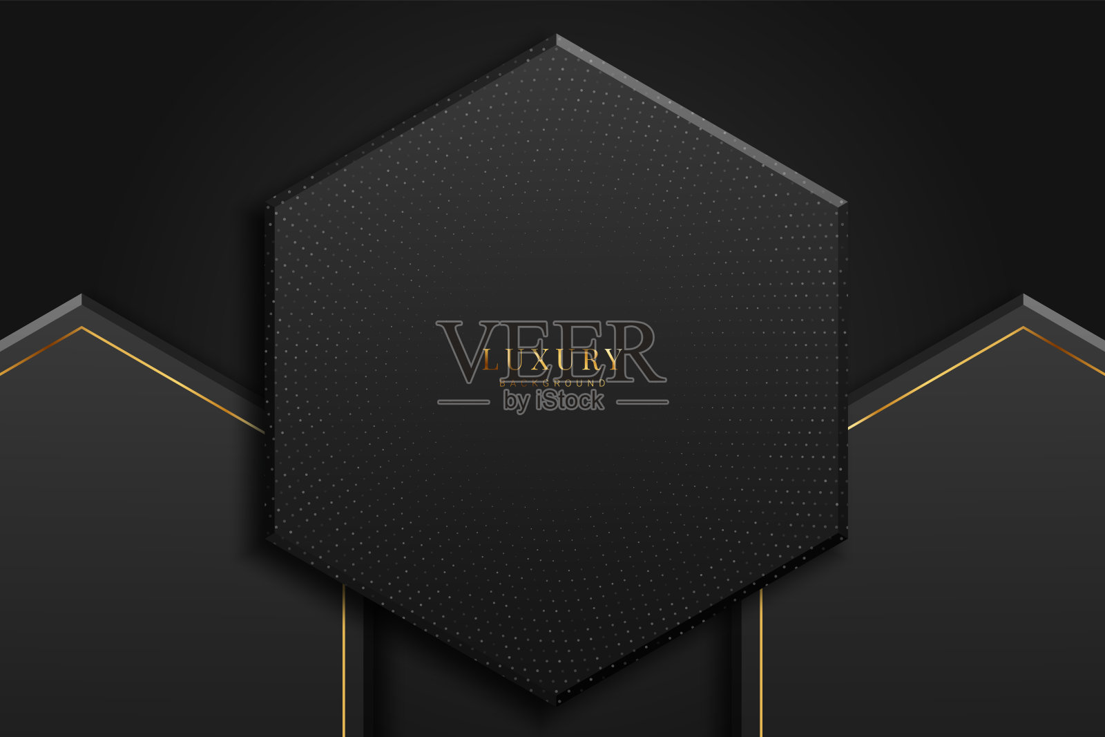 抽象豪华深色背景与金色线条的组合插画图片素材