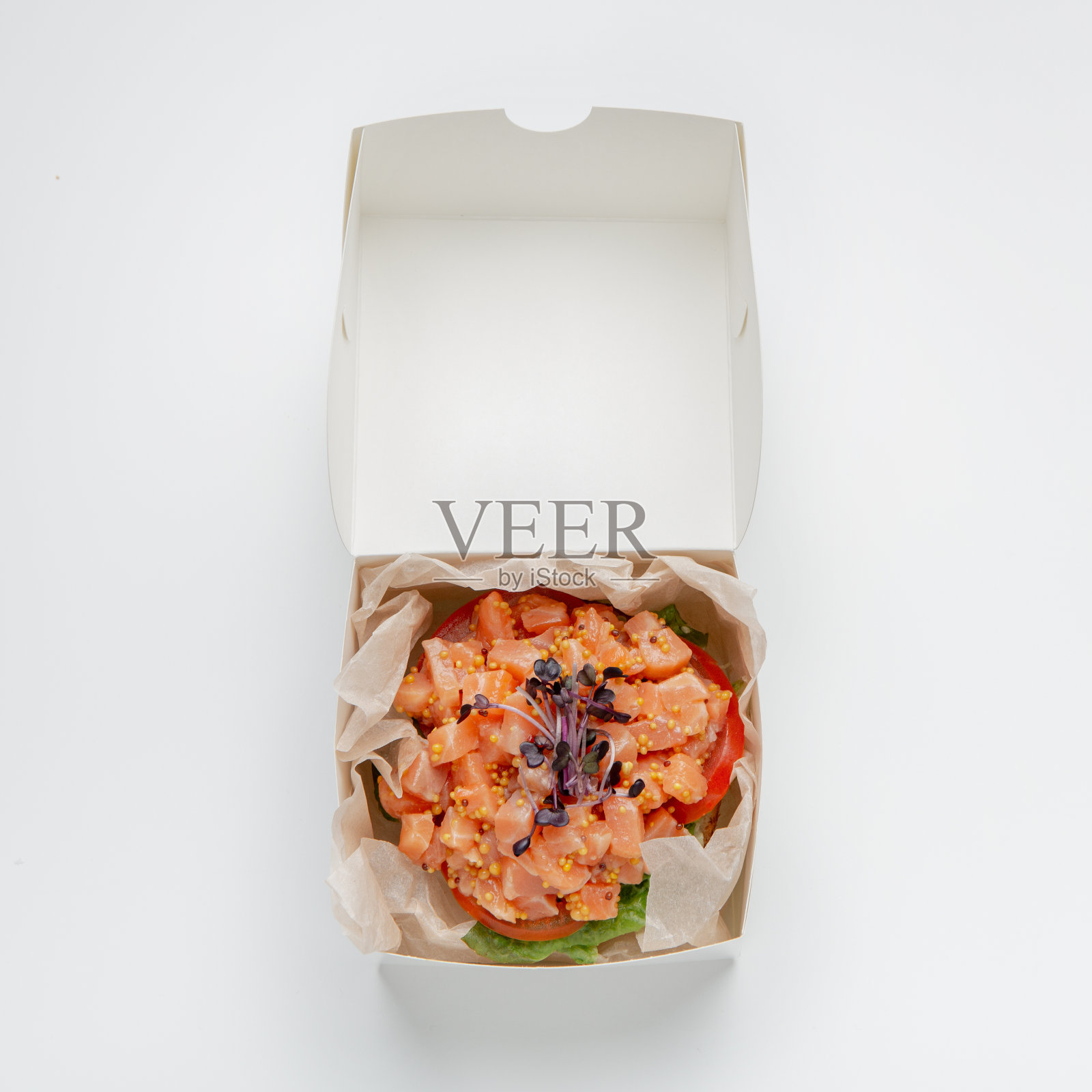 现代风格，沙拉，餐厅菜肴和在线外卖订单照片摄影图片