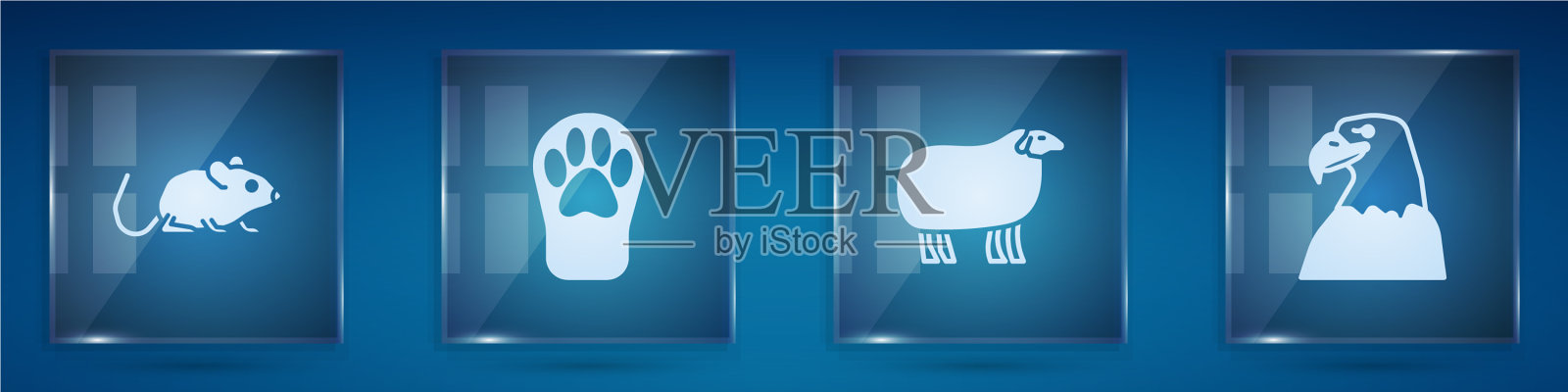 设鼠爪印羊和鹰头方图标素材