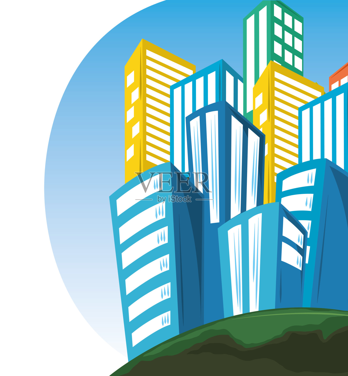 城市街道建筑插画图片素材