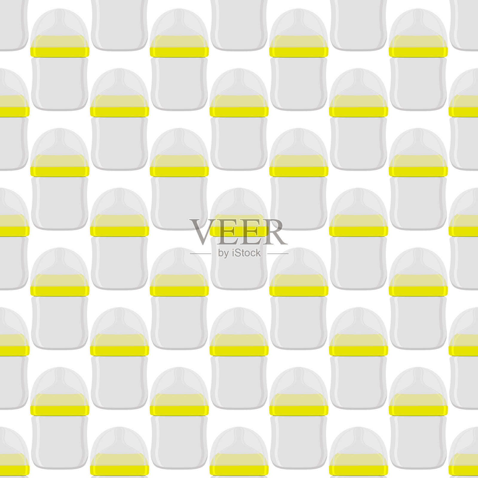 Kit bamilk透明瓶和橡胶奶嘴插画图片素材