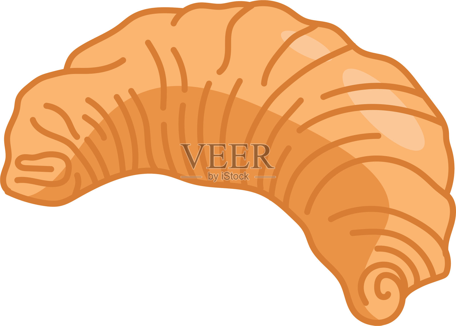 羊角面包线和填充风格图标设计元素图片