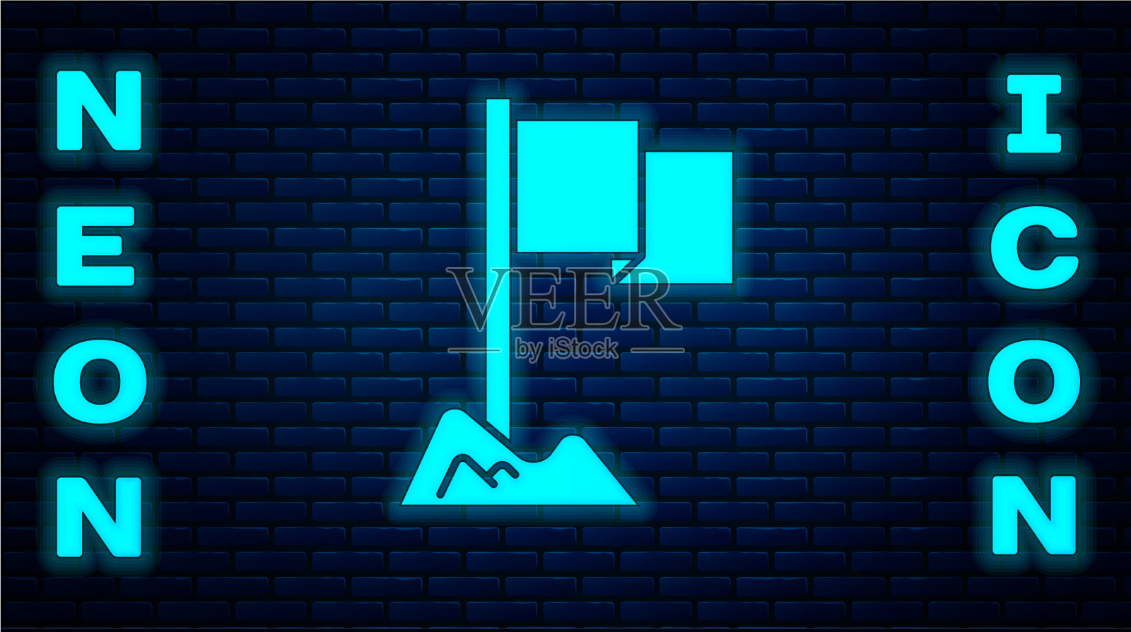 霓虹灯图标孤立在砖墙上插画图片素材