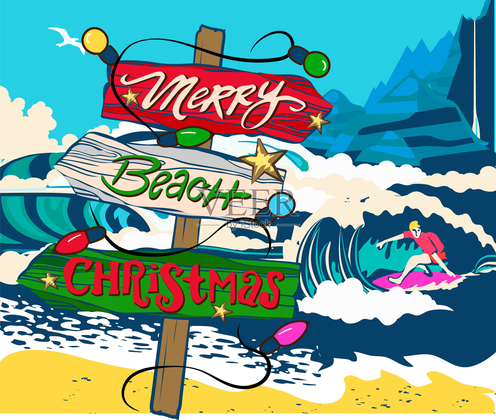 圣诞标志海滩圣诞节在海滩上设计元素图片