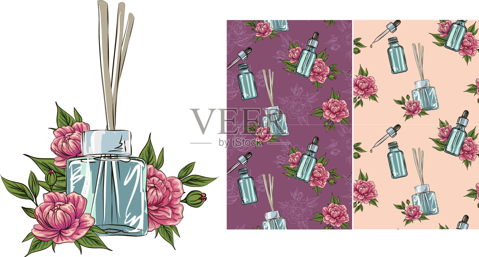 香烛在一个扩散花芳香疗法插画图片素材