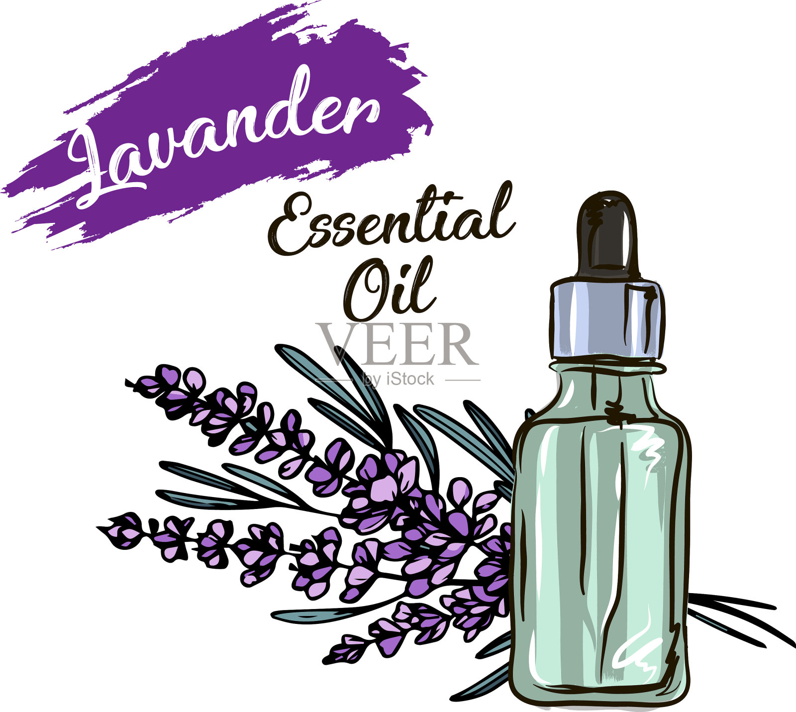 薰衣草精油瓶及束设计元素图片