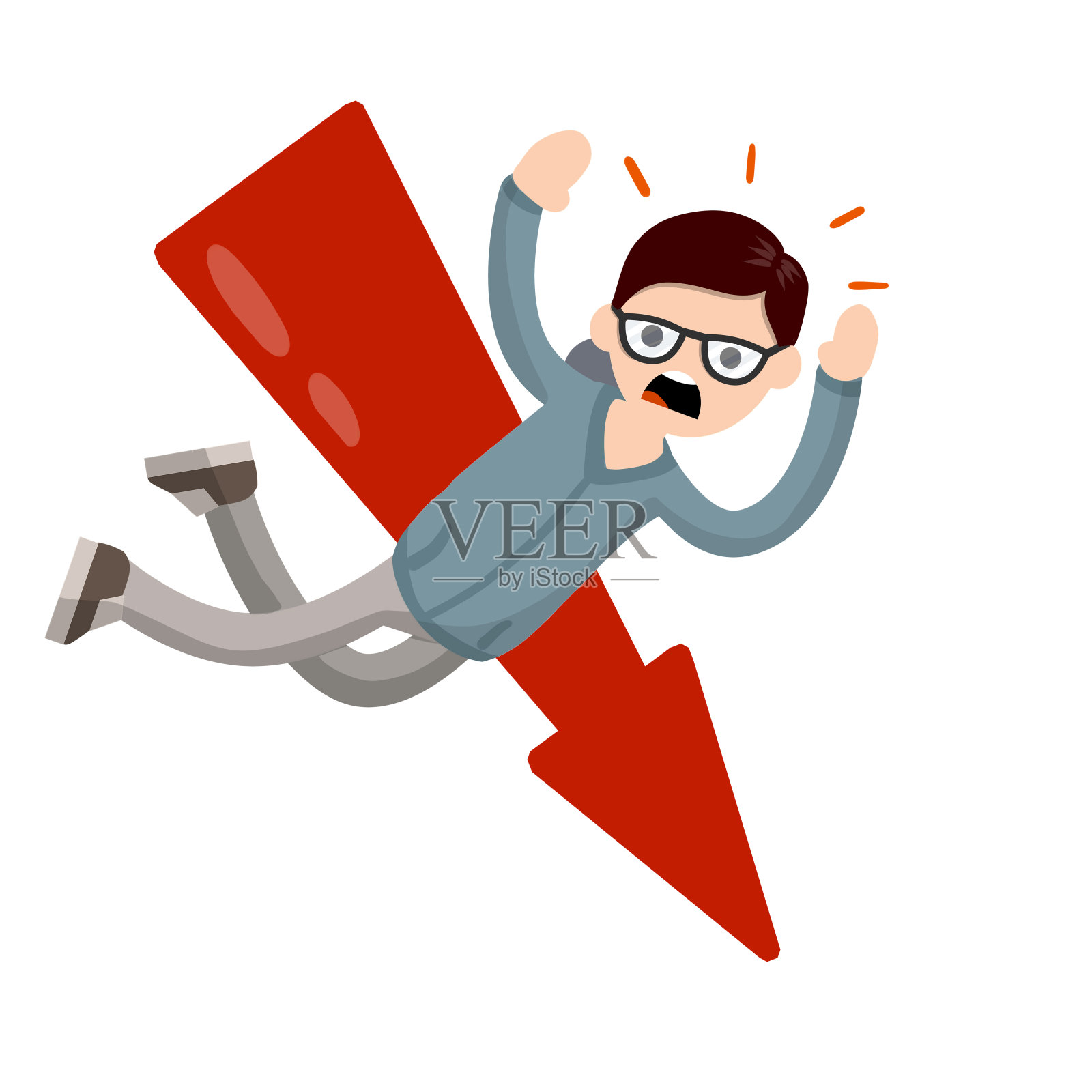 人倒了。惊慌失措的家伙。问题和失败。卡通平面插图。插画图片素材