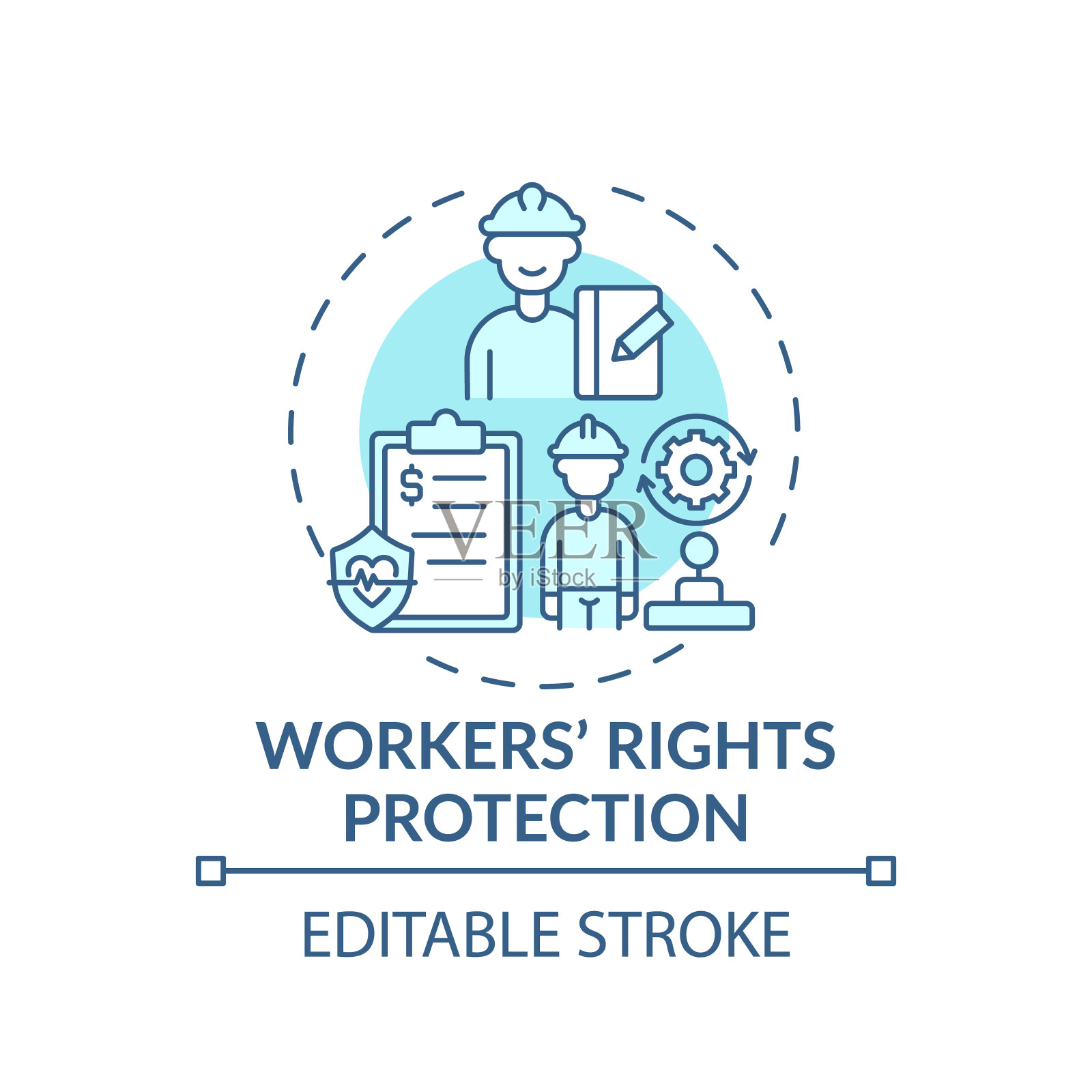 工人权益保护概念图标插画图片素材