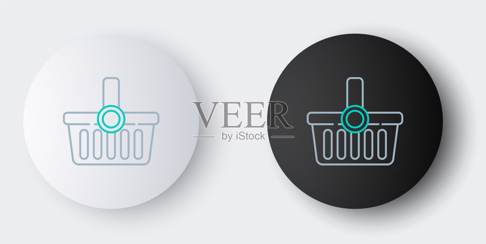 线购物篮图标孤立在灰色图标素材