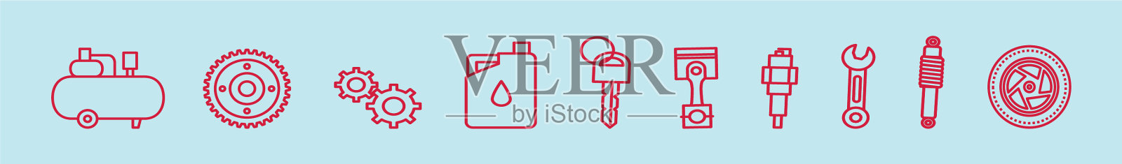 设置汽车零件卡通图标设计模板图标素材