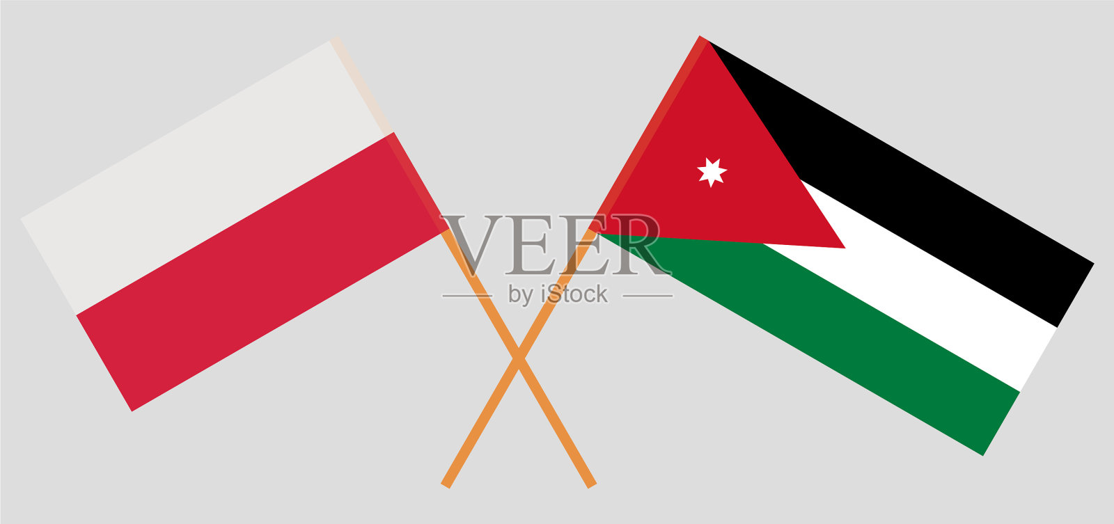 约旦和波兰国旗交叉插画图片素材