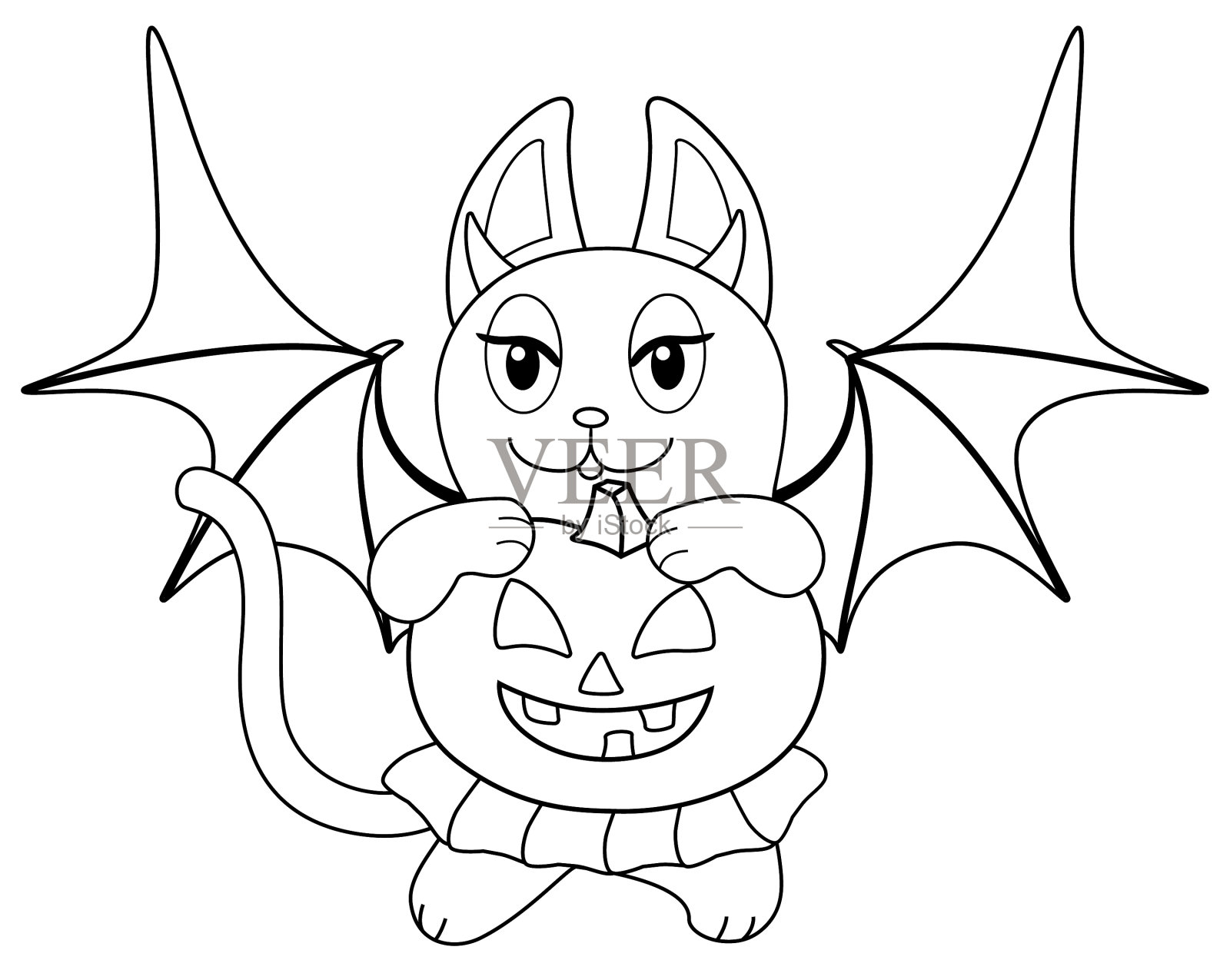 穿着蝙蝠装和裙子的猫女设计元素图片