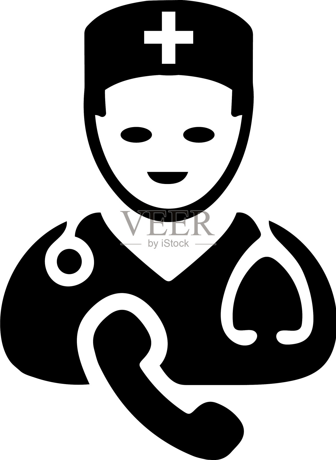 呼叫医生医疗帮助图标黑色版本插画图片素材