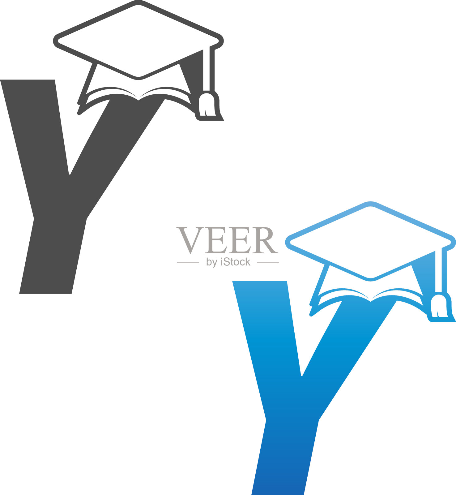 字母毕业帽概念设计插画图片素材