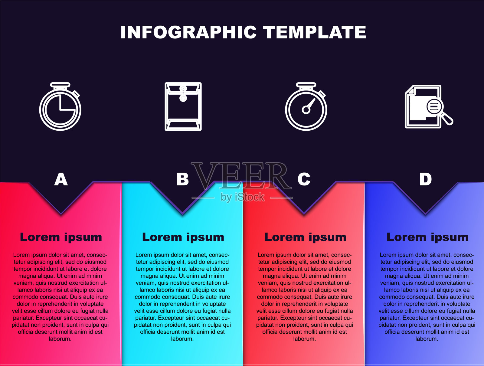 用秒表线固定信封和文件插画图片素材