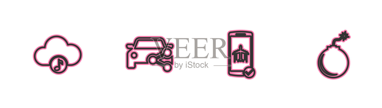 设置线路音乐流媒体服务飞行模式图标素材