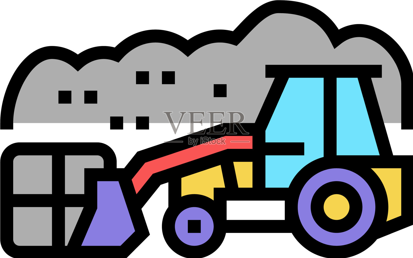 垃圾填埋场拖拉机彩色图标设计元素图片