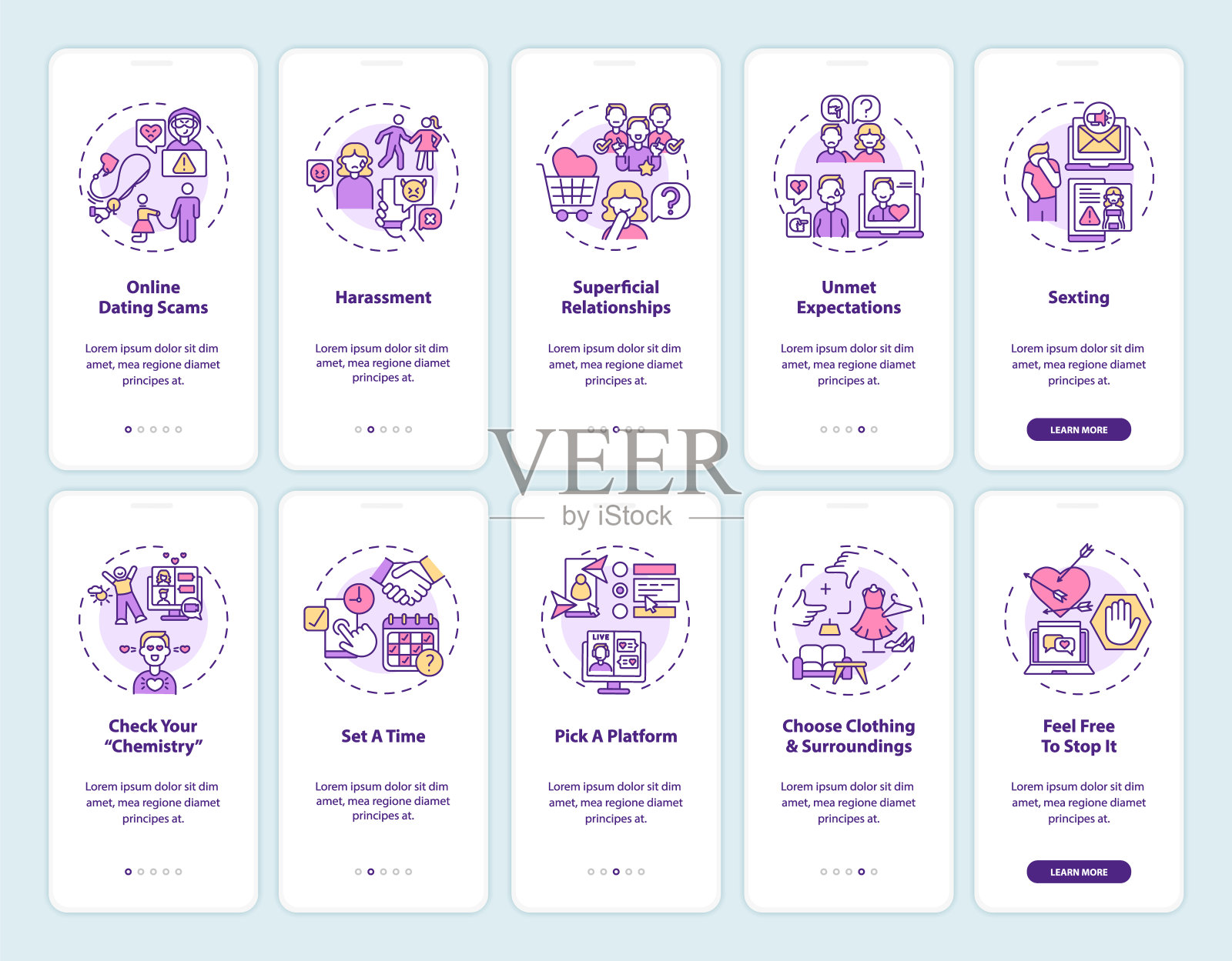 在线约会平台上登陆手机应用页面屏幕与概念插画图片素材