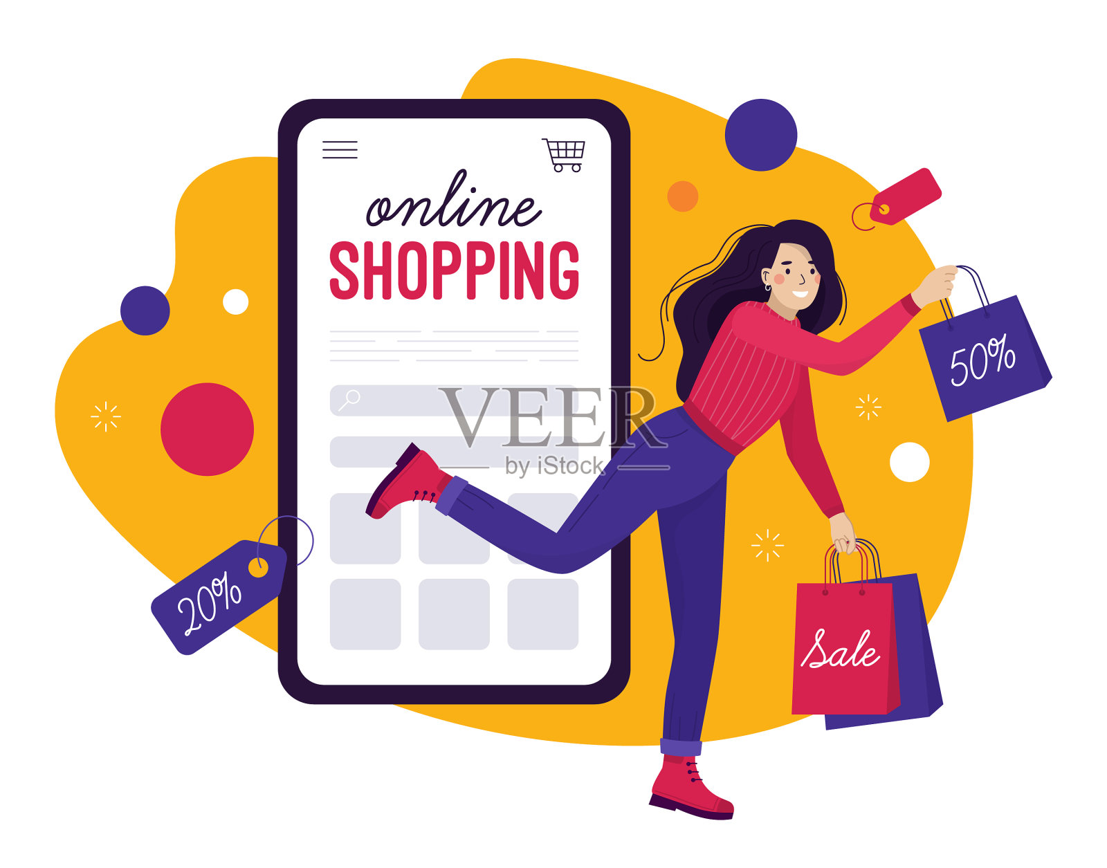 在智能手机商店网上购物设计元素图片